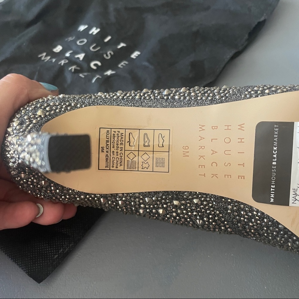 WHBM Hematite-Embellished High Heel Silver Jeweled Pumps - Picture 5 of 16